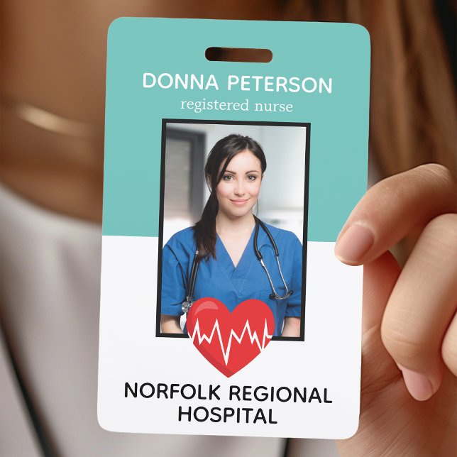 Registered Nurse RN Medical Teal Photo ID Work Badge (Creator Uploaded)