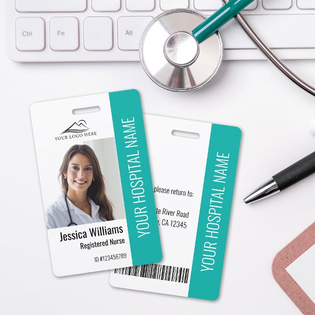 Registered Nurse RN Medical Teal Photo ID Work  ID Badge (Creator Uploaded)