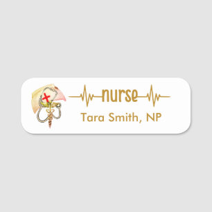Registered Nurse RN Name Badge Luxury Elegant Gold