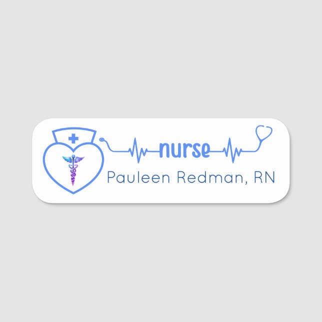 Registered Nurse RN Name Badges Navy Blue Modern (Front)
