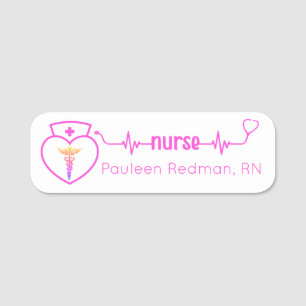 Registered Nurse RN Name Classy Pink Modern Tag