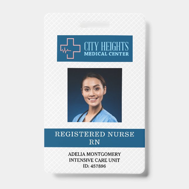 Registered Nurse RN Name Photo ID Hospital Logo Badge (Front)
