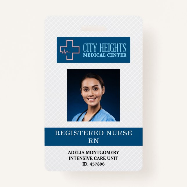 Registered Nurse RN Name Photo ID Hospital Logo ID Badge (Front)