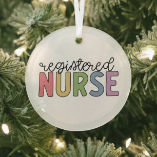 Registered Nurse RN Nurse Graduation Glass Tree Decoration