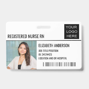 Registered Nurse RN Photo ID Hospital Logo Badge
