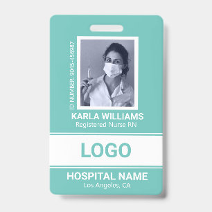 Registered Nurse RN Photo Template White and Green ID Badge