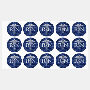 Registered Nurse RN Silber Caduceus Navy Blue Camo