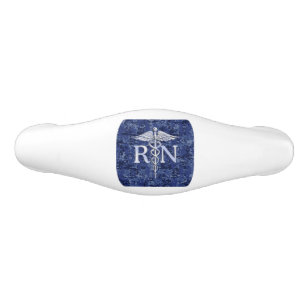 Registered Nurse RN Silber Caduceus Navy Blue Camo Ceramic Drawer Pull