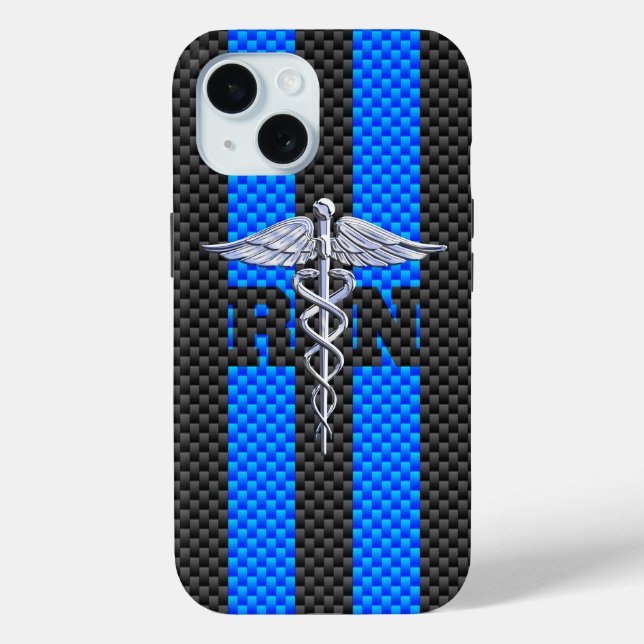 Registered Nurse RN Silver Caduceus Case-Mate iPhone Case (Back)