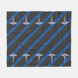 Registered Nurse RN Silver Caduceus Fleece Blanket