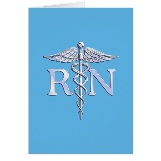 Registered Nurse RN Silver Caduceus on Baby Blue (Front)