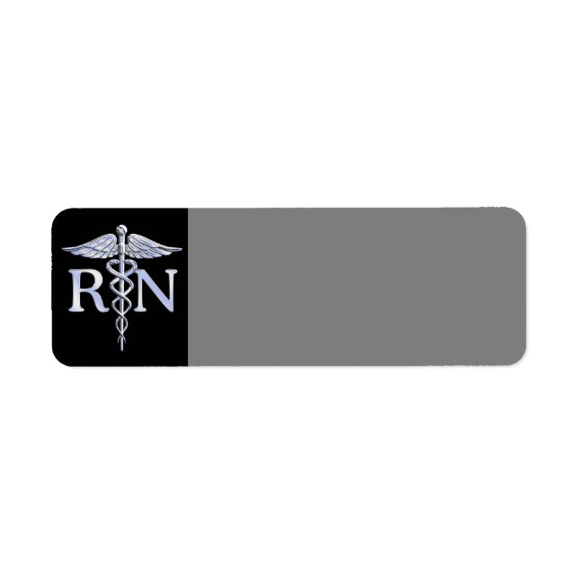 Registered Nurse RN Silver Caduceus on Black (Front)