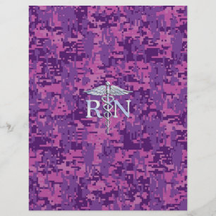 Registered Nurse RN Silver Caduceus on Pink Camo