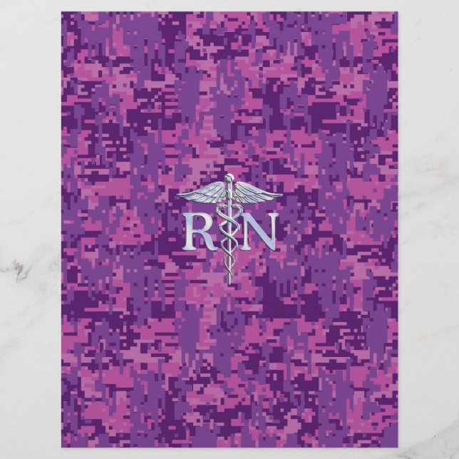Registered Nurse RN Silver Caduceus on Pink Camo (Front)