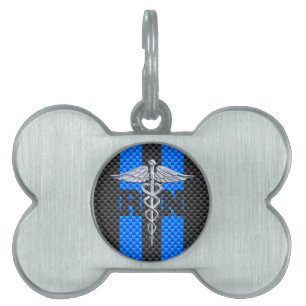 Registered Nurse RN Silver Caduceus Pet Tag