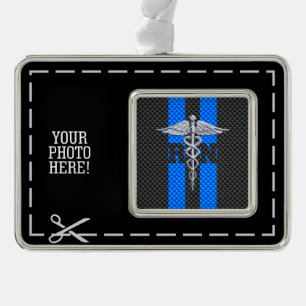 Registered Nurse RN Silver Caduceus Plated Framed Ornament