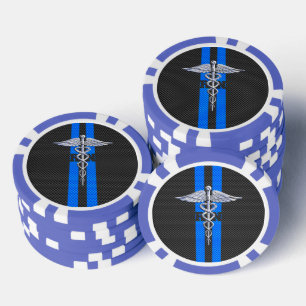 Registered Nurse RN Silver Caduceus Poker Chips