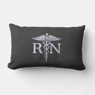 Registered Nurse RN Silver Caduceus Snakes Lumbar Cushion