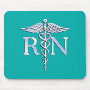 Registered Nurse RN Stylish Caduceus on Turquoise Mouse Mat