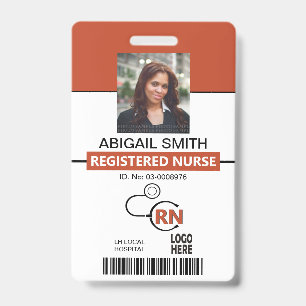 Registered nurse RN terracotta photo Badge ID Badge