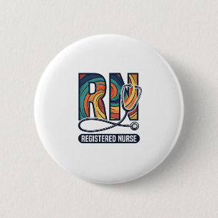 Registered Nurse RN Vintage Rainbow Vector Design_ 6 Cm Round Badge