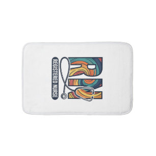 Registered Nurse RN Vintage Rainbow Vector Design_ Bath Mat