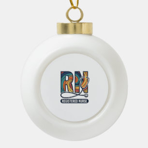 Registered Nurse RN Vintage Rainbow Vector Design_ Ceramic Ball Christmas Ornament