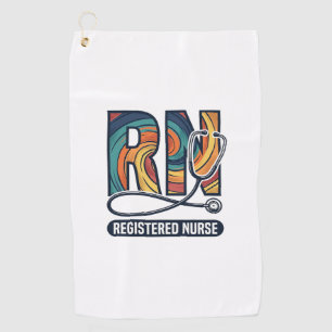 Registered Nurse RN Vintage Rainbow Vector Design_ Golf Towel