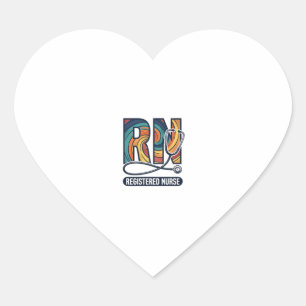 Registered Nurse RN Vintage Rainbow Vector Design_ Heart Sticker
