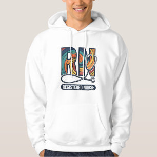 Registered Nurse RN Vintage Rainbow Vector Design_ Hoodie