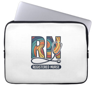 Registered Nurse RN Vintage Rainbow Vector Design_ Laptop Sleeve
