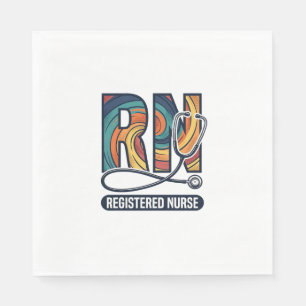 Registered Nurse RN Vintage Rainbow Vector Design_ Napkin