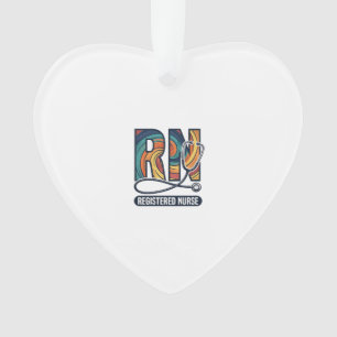 Registered Nurse RN Vintage Rainbow Vector Design_ Ornament