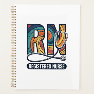 Registered Nurse RN Vintage Rainbow Vector Design_ Planner