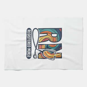 Registered Nurse RN Vintage Rainbow Vector Design_ Tea Towel