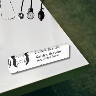 Registered Nurse RN White Nameplate