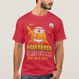 Registered Nurse Shark Boo Pumpkin Halloween Witch T-Shirt