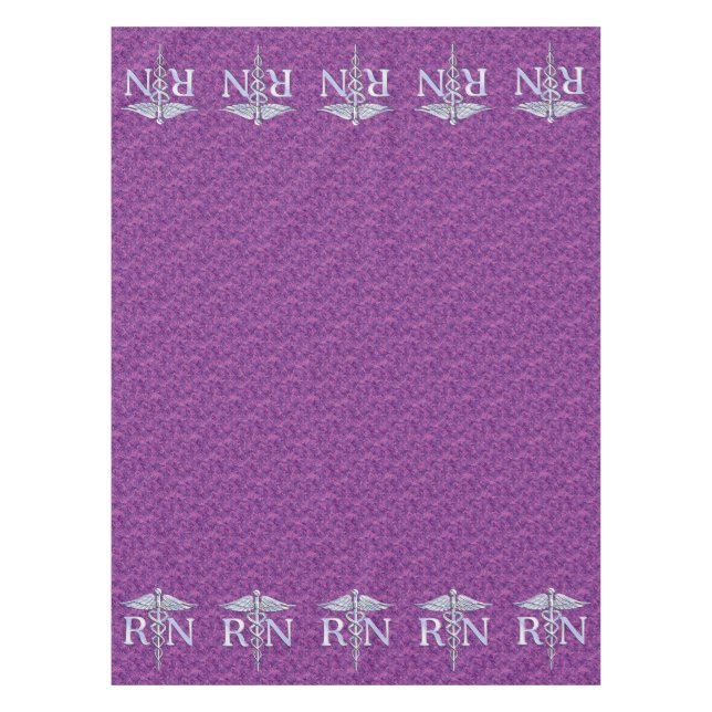 Registered Nurse Silver Caduceus Pink Camouflage Tablecloth (Front)