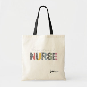 Registered Nurse Split Leopard Print Personalised Tote Bag