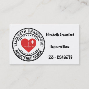 Registered Nurse Stamp Heart ECG With Your Name Business Card