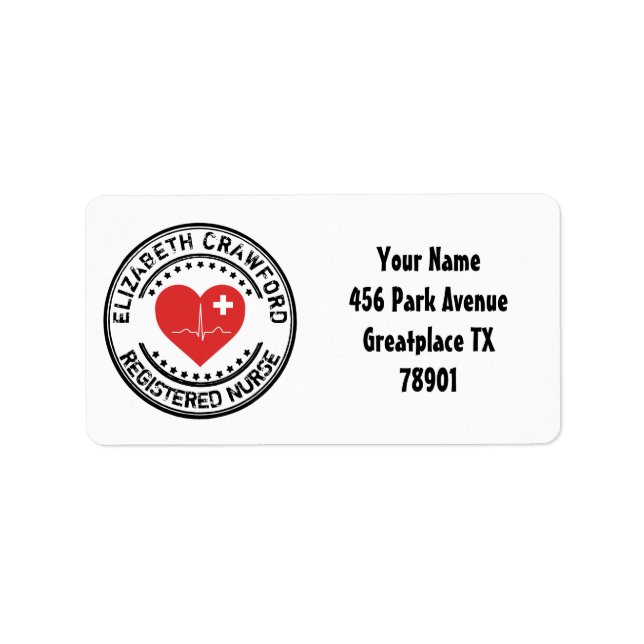 Registered Nurse Stamp Heart ECG With Your Name Label (Front)