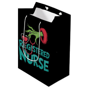 Registered Nurse Stethoscope Santa Elf Christmas  Medium Gift Bag