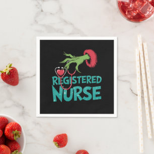 Registered Nurse Stethoscope Santa Elf Christmas  Napkin