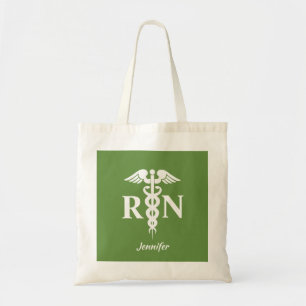 Registered Nurse Stylish Medical Caduceus Green Tote Bag