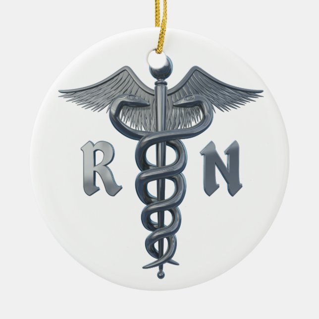 Registered Nurse Symbol Ceramic Tree Decoration (Front)