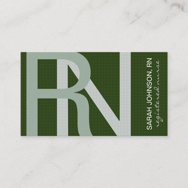 Registered Nurse Textured Text CHOOSE COLORS Business Card (Front)