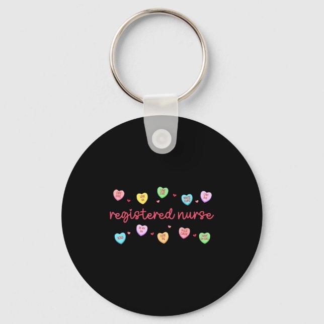 Registered Nurse Valentines Candy Heart Healthcare Key Ring (Front)