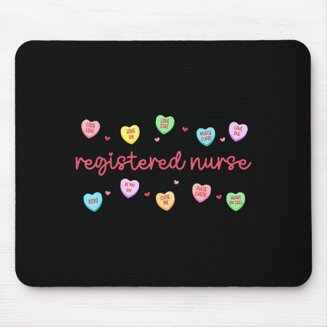 Registered Nurse Valentines Candy Heart Healthcare Mouse Mat (Front)