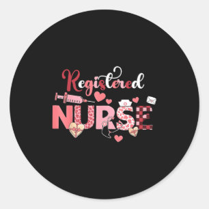 Registered Nurse Valentines Day Scrub Top Women Sc Classic Round Sticker