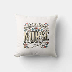 Registered Nurse Vintage Floral Typography Shirt D Cushion
